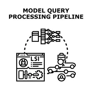 Model query processing pipeline engineering concept Stock Illustration