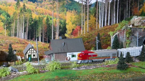 Model railFreight model train in miniatureway. Stock Footage 240483852