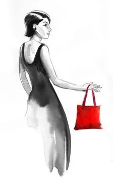 Model with red bag Stock Illustration