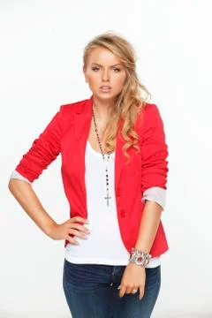 Model in a red coat Stock Photos