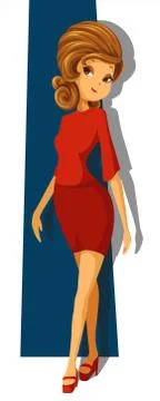 A model in red dress Stock Illustration