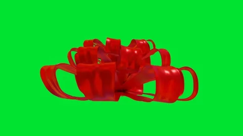 Model of red gift bow rotates on green background. 3d render looped animation Stock Footage 312204046