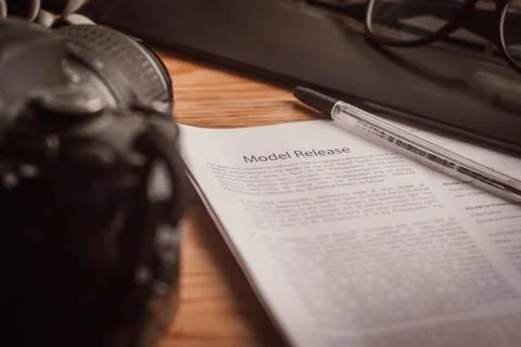 Model release document on the table close up, Stock Photos