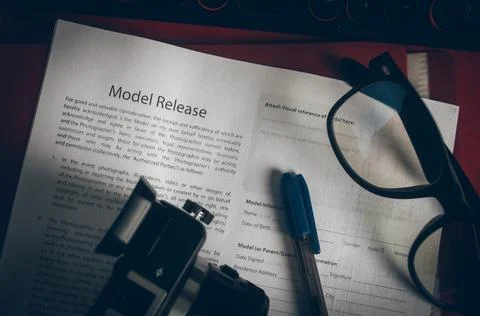 Model release document on the table close up, Stock Photos