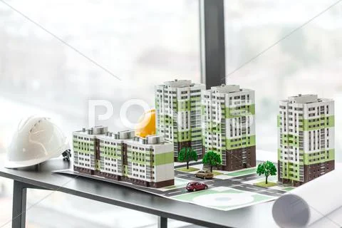 Model of residential quarter Stock Photos