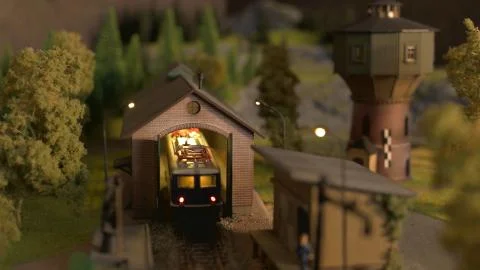 Model of retro train shed. Foto stock