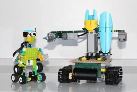 Model a robot with your own hands. Child development. Stock Photos