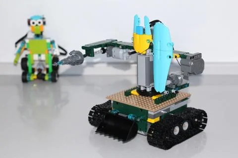 Model a robot with your own hands. Child development. Stock Photos