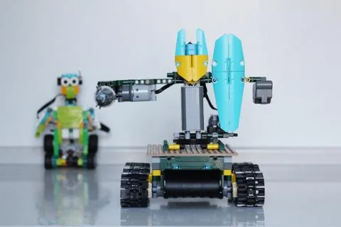 Model a robot with your own hands. Child development. Stock Photos