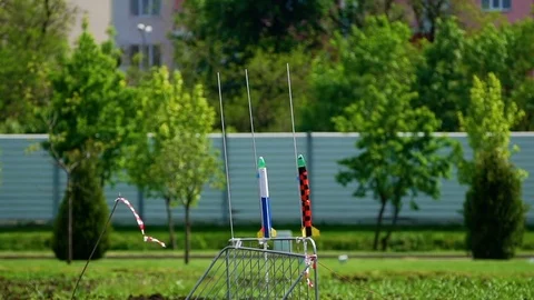 Model Rocket Launch,the Rocket Modeling. Slow motion Stock Footage 76821506
