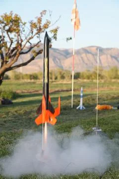 Model rocket taking off Stock Photos