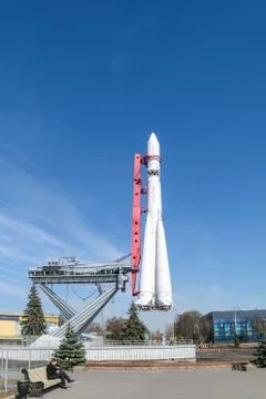 Model of the rocket "Vostok" of the world's first cosmonaut Gagarin Stock Photos