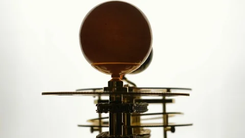 Model of rotation sun, earth and the moon. Earth comes out of the sun. 4k Stockbeeldmateriaal 102897049