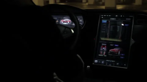Model S Interior Light up in Garage Stock-Footage 64830801