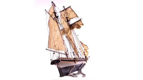 Model Sail Boat isolated on white Background Stock Footage 189503850