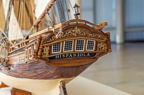 Model sailing ship Hispaniola Stock Photos