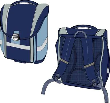 Model school backpack dark blue Stock Illustration