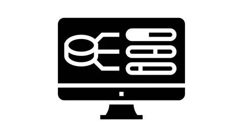 Model selection digital processing glyph icon animation Stock Footage 164286774