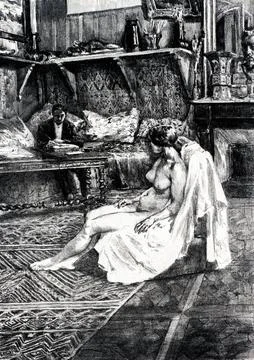 The Model Session; La Seacute;ance de modegrave; print in high resolution b.. Stock Illustration