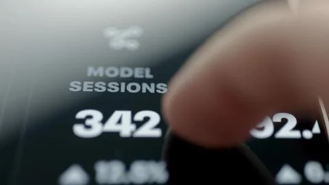 Model session performance and expense statistics Fotos Stock