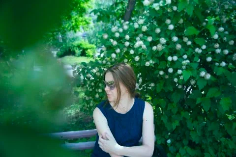 Model on the set in the park. Stock Photos