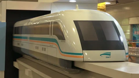 Model of Shanghai Maglev Train in the Train Station Stock Footage 52708349