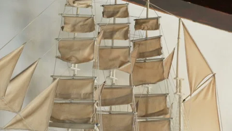 Model of a ship on a wall Stock Footage 96463980