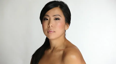 Model Showcasing Her Fake Eyelashes Stock Footage 35148022