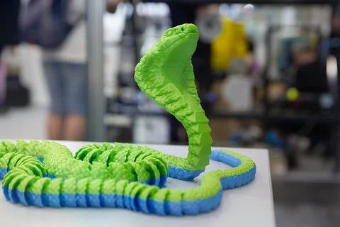 Model of a snake made using 3D printing technology. industry Stock Photos