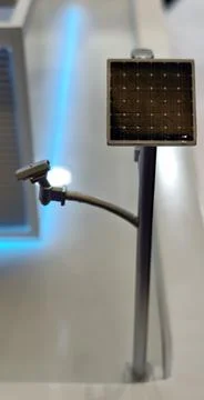 A model of solar panel mounted on a metallic pole Stock-Fotos