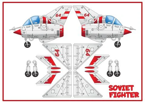 Model of a Soviet fighter. Stock Illustration