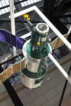A model of the Soviet orbital research station "Salyut." Foto stock
