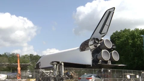 Model of the space shuttle rocket in space center Stock Footage 99084007