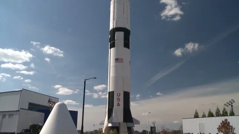 Model of the space shuttle at the space center Stock Footage 100172859