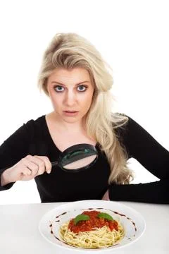 Model with spagetti Stock Photos