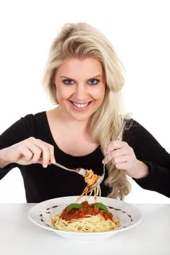 Model with spagetti Stock Photos