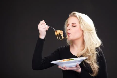 Model with spagetti Stock Photos
