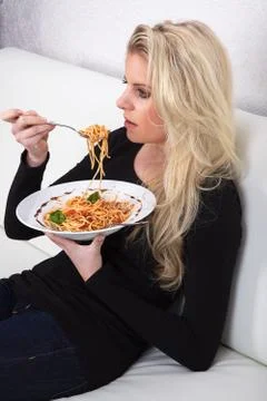 Model with spagetti Stock Photos