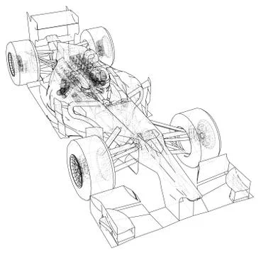 Model speed car. Abstract drawing. Wire-frame. EPS10 format. Vector created of Illustrazione stock