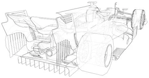Model speed car. Abstract drawing. Wire-frame. EPS10 format. Vector created of Illustrazione stock