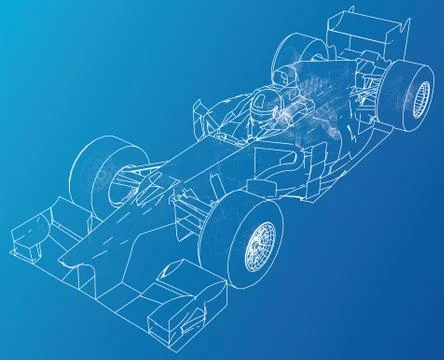 Model speed car. Wire-frame. EPS10 format. Vector rendering of 3d Illustrazione stock