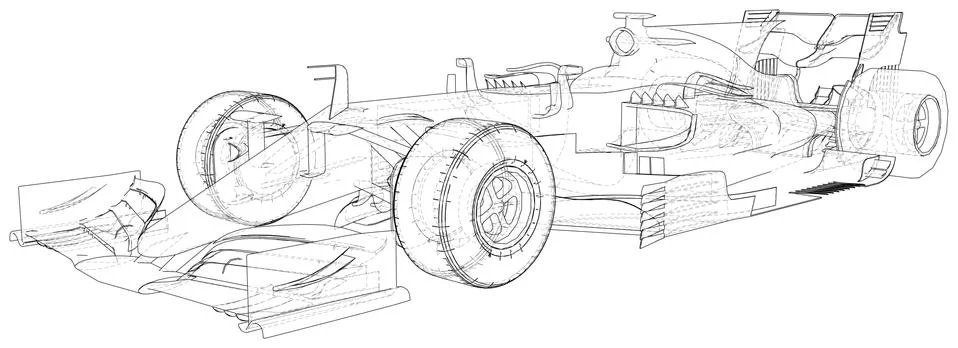 Model speed car. Wire-frame. EPS10 format. Vector rendering of 3d Illustrazione stock