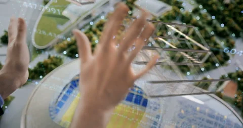 The model of the stadium and infrastructure, building in the park Video stock 120026690