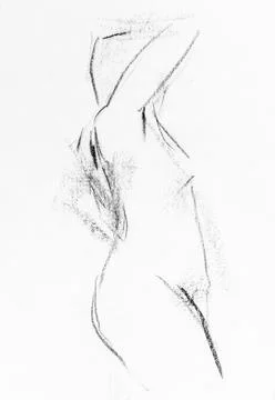 Model standing in side with arm behind her head Stock Illustration