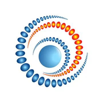 Model of star system or planet with satellites. Space research. Astronomy. Sc Illustrazione stock