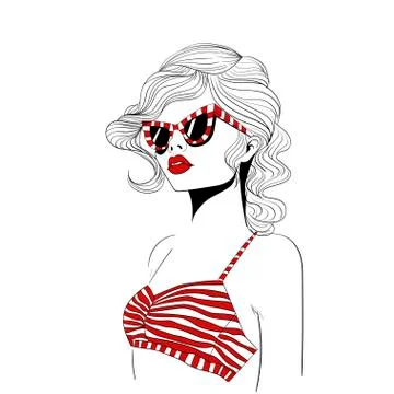 Model in striped red glasses Stock Illustration