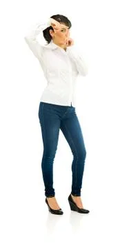 Model in studio isolated on white background full length Stock Photos