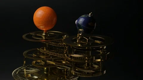 Model of the sun, earth and moon in miniature. Rotation of the earth around the Видео 102897311