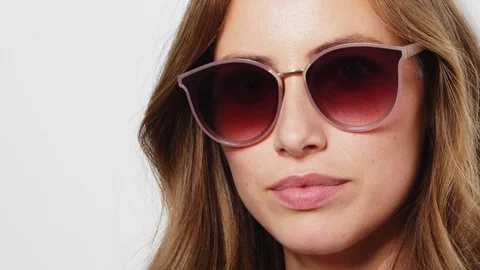 Model In Sunglasses Winking Video stock 117438238