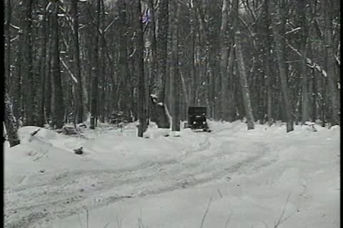 Model T on skis Stock Footage 11194765